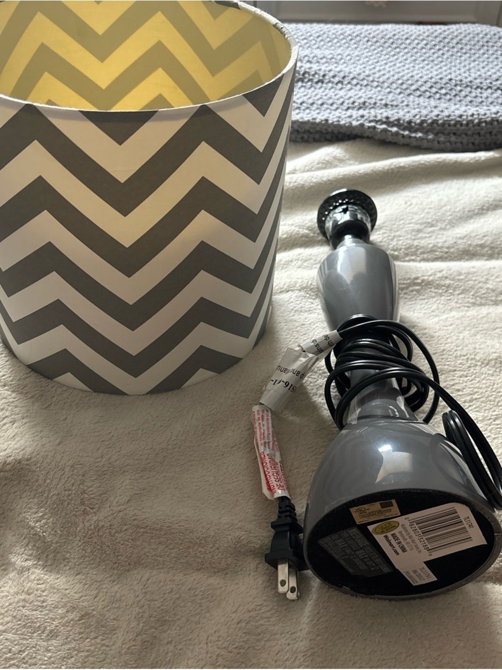 Target Gray Chevron Lamp Shade with Gray Gloss Table Lamp